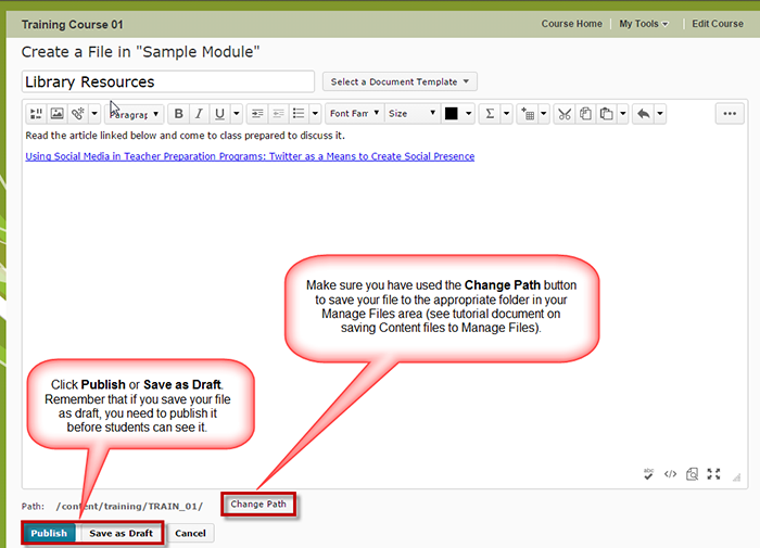 D2L Tool Tip of the Week: Adding Links to Library Resources in the HTML ...