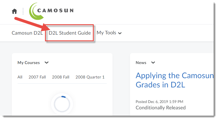 D2L Student Guide link