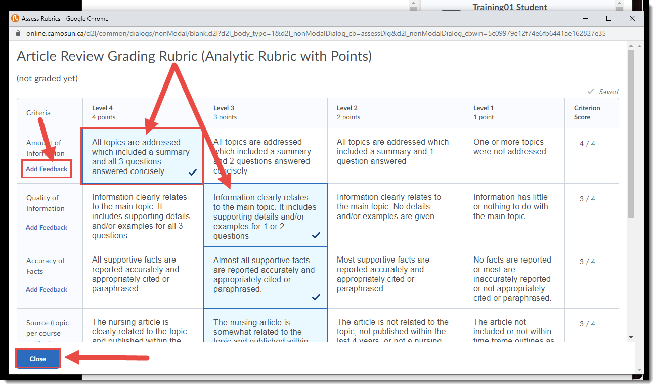 grading assignments in d2l